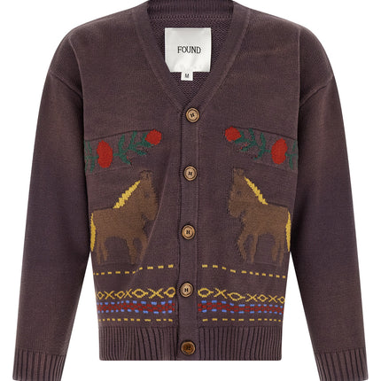 FOUND Brown Cotton Cardigan