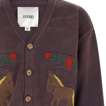 FOUND Brown Cotton Cardigan