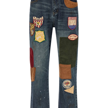 FOUND Blue Cotton Straight-Leg Jeans
