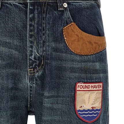 FOUND Blue Cotton Straight-Leg Jeans