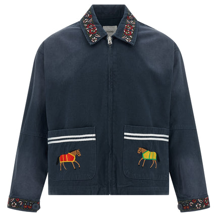 FOUND Blue Cotton Full-Length Jacket