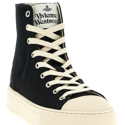 Vivienne Westwood Bicolor Cotton High Top Sneakers