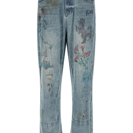 FOUND Blue Cotton Straight-Leg Jeans