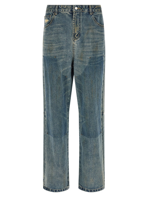FOUND Blue Cotton Straight-Leg Jeans