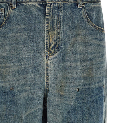 FOUND Blue Cotton Straight-Leg Jeans