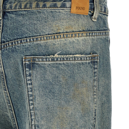 FOUND Blue Cotton Straight-Leg Jeans