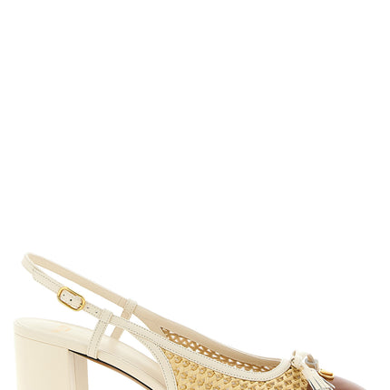 Valentino Garavani Beige Goatskin Mid Heel Pumps