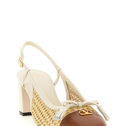 Valentino Garavani Beige Goatskin Mid Heel Pumps