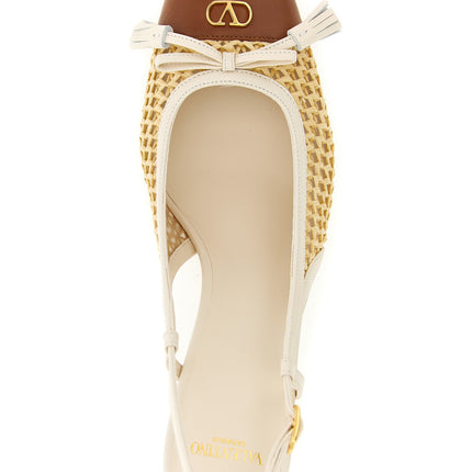 Valentino Garavani Beige Goatskin Mid Heel Pumps
