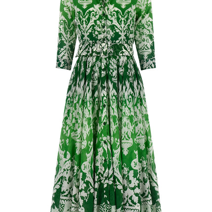 SAMANTHA SUNG Bicolor Cotton Midi Dress