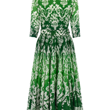 SAMANTHA SUNG Bicolor Cotton Midi Dress