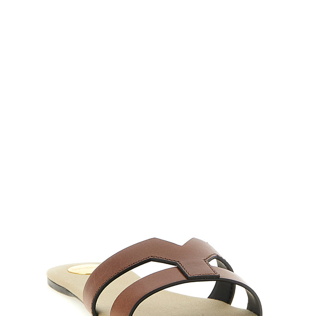 Saint Laurent Brown Calfskin Slides