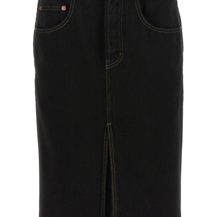 Saint Laurent Black Cotton Midi Skirt