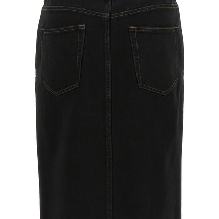 Saint Laurent Black Cotton Midi Skirt