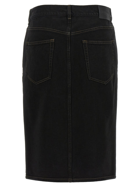 Saint Laurent Black Cotton Midi Skirt