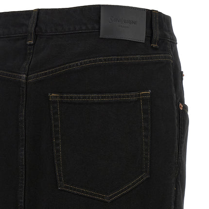 Saint Laurent Black Cotton Midi Skirt