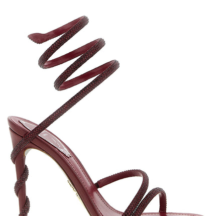 RENE CAOVILLA Bordeaux Viscose Stiletto Heel Sandals RENE CAOVILLA