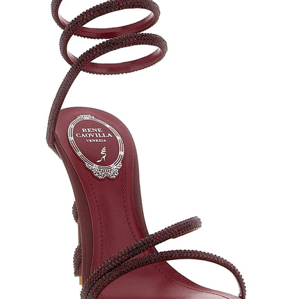 RENE CAOVILLA Bordeaux Viscose Stiletto Heel Sandals RENE CAOVILLA