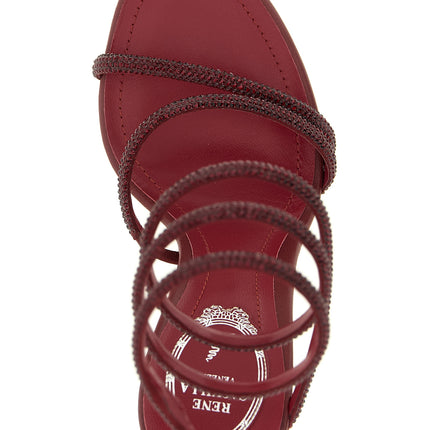 RENE CAOVILLA Bordeaux Viscose Stiletto Heel Sandals RENE CAOVILLA
