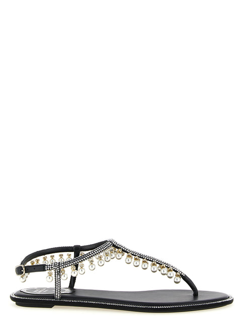 RENE CAOVILLA Bicolor Viscose Flat Sandals RENE CAOVILLA