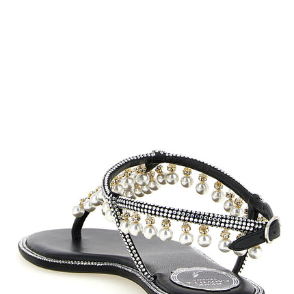 RENE CAOVILLA Bicolor Viscose Flat Sandals RENE CAOVILLA