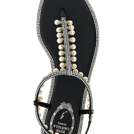 RENE CAOVILLA Bicolor Viscose Flat Sandals RENE CAOVILLA