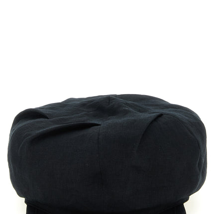 Yohji Yamamoto Black Linen Fatcap Hat