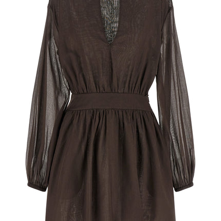 Giovanni Bedin Brown Cotton Short Dress Giovanni Bedin