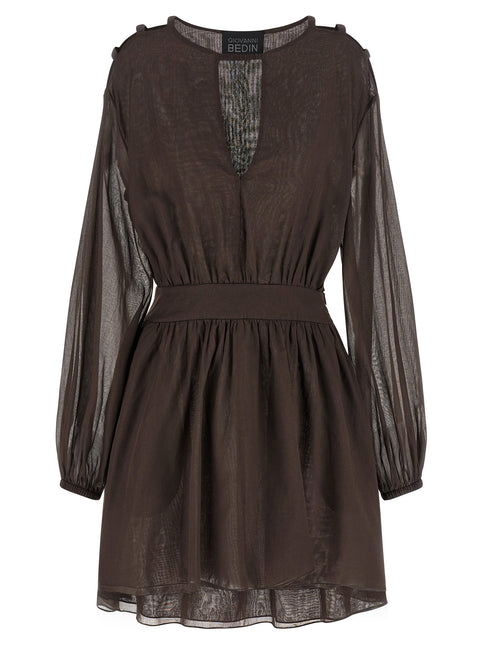 Giovanni Bedin Brown Cotton Short Dress Giovanni Bedin