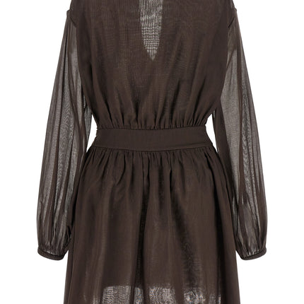 Giovanni Bedin Brown Cotton Short Dress Giovanni Bedin
