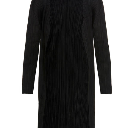 PLEATS PLEASE ISSEY MIYAKE Black Polyester Cardigan