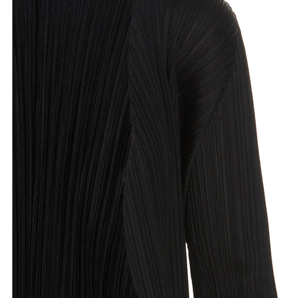 PLEATS PLEASE ISSEY MIYAKE Black Polyester Cardigan