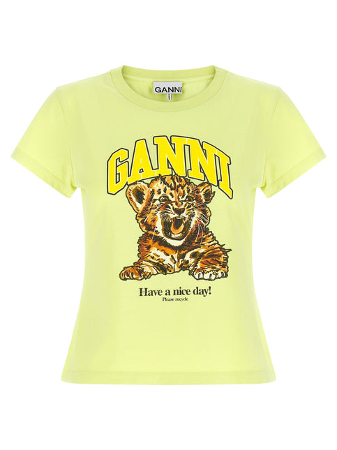 Ganni Bicolor Cotton T-Shirt Ganni