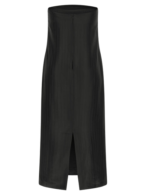Loulou De Saison Black Viscose Midi Dress Loulou De Saison