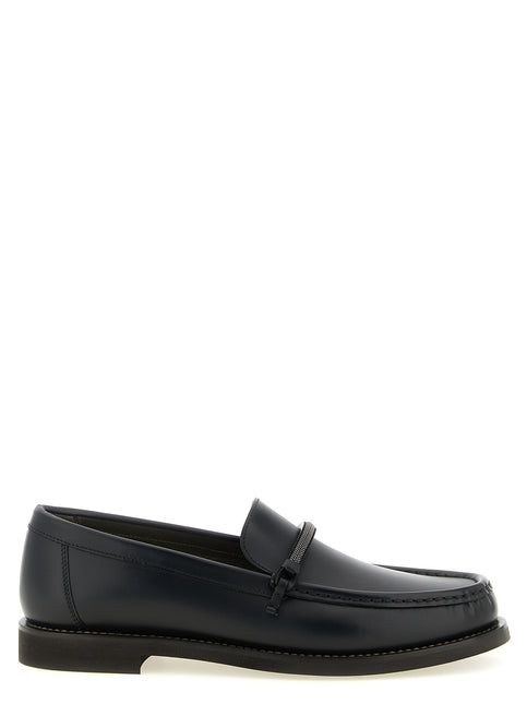 Brunello Cucinelli Black Calfskin Slip-On Loafers Brunello Cucinelli