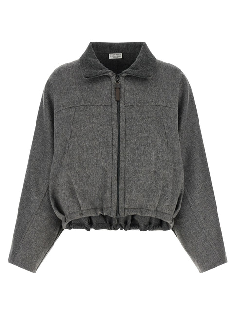 Brunello Cucinelli Gray Virgin Wool Full-Length Jacket Brunello Cucinelli