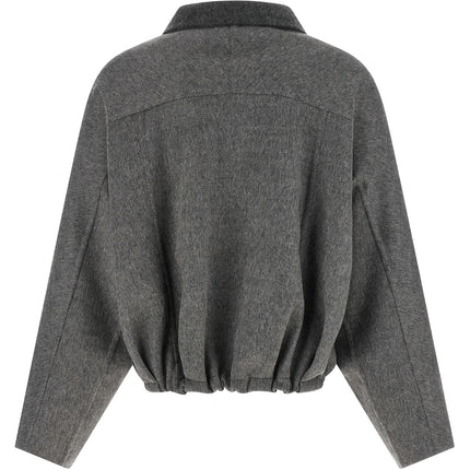 Brunello Cucinelli Gray Virgin Wool Full-Length Jacket Brunello Cucinelli