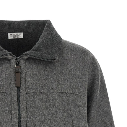 Brunello Cucinelli Gray Virgin Wool Full-Length Jacket Brunello Cucinelli