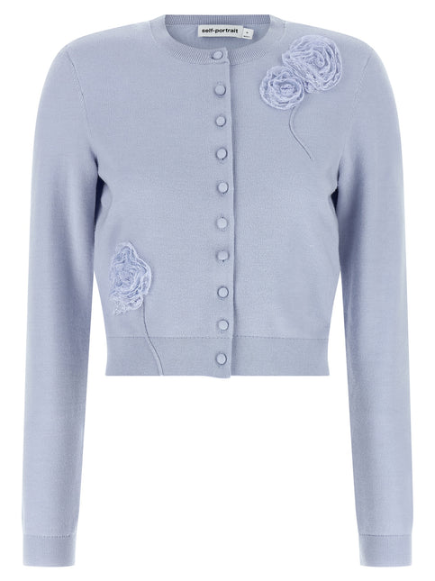 Self-Portrait Blue Polyester Cardigan Self-Portrait