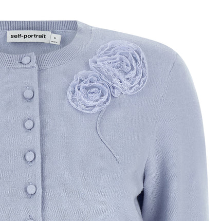 Self-Portrait Blue Polyester Cardigan Self-Portrait