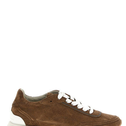 Brunello Cucinelli Brown Calfskin Low Top Sneakers Brunello Cucinelli
