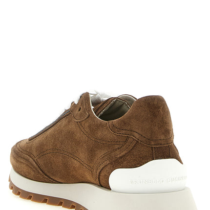Brunello Cucinelli Brown Calfskin Low Top Sneakers Brunello Cucinelli