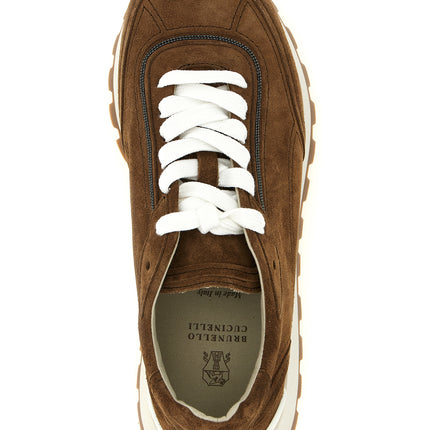 Brunello Cucinelli Brown Calfskin Low Top Sneakers Brunello Cucinelli