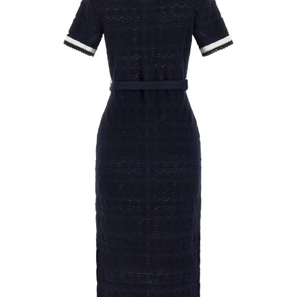 Self-Portrait Blue Cotton Midi Dress Self-Portrait