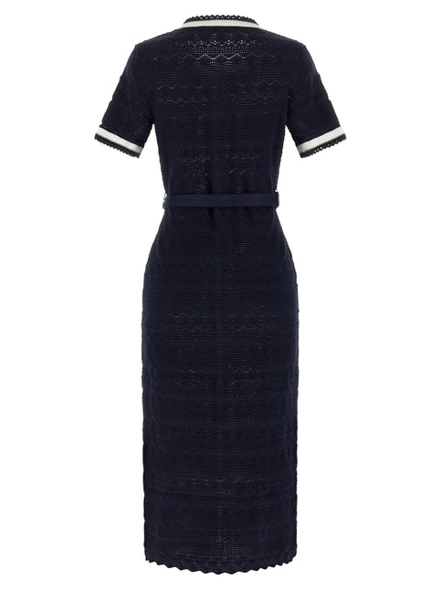 Self-Portrait Blue Cotton Midi Dress Self-Portrait