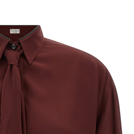 Brunello Cucinelli Bordeaux Silk Blouse Brunello Cucinelli
