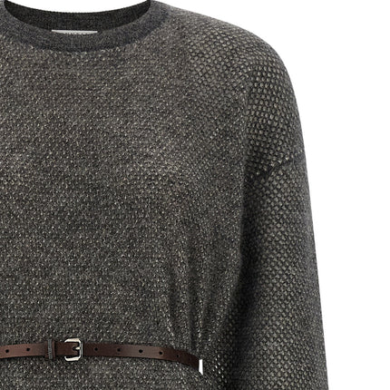 Brunello Cucinelli Gray Wool Midi Dress Brunello Cucinelli
