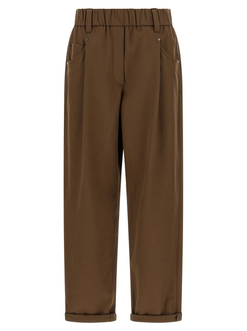 Brunello Cucinelli Brown Cotton Casual Pants Brunello Cucinelli