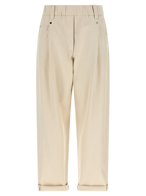 Brunello Cucinelli Beige Cotton Casual Pants Brunello Cucinelli