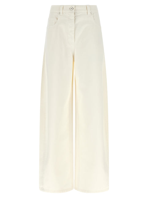 Brunello Cucinelli White Cotton Relaxed Fit Jeans Brunello Cucinelli